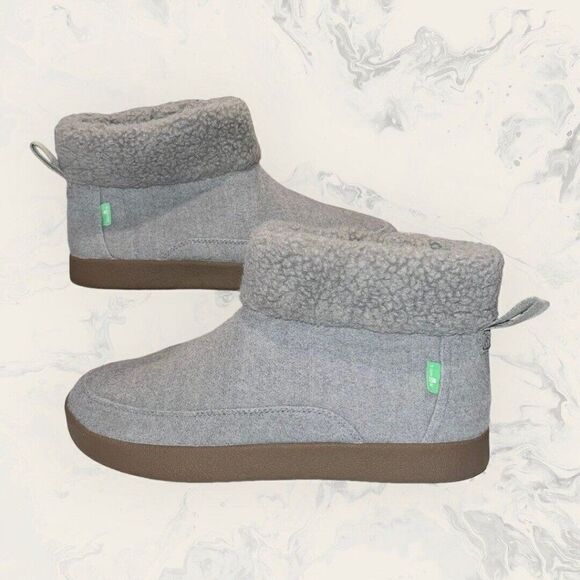 Snauk Roll Top Bootie Faux Fur Soft Stretch Gray Ankle Boots Women’s Size 9 - Picture 5 of 8